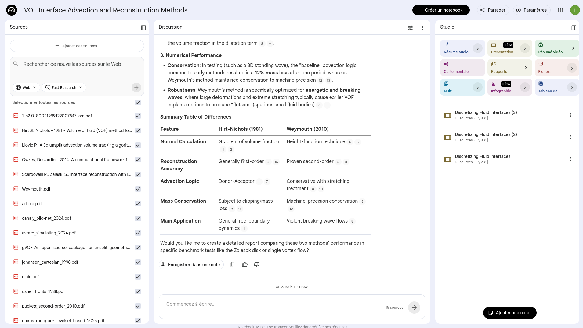 Screenshot of NotebookLM interface, showing a document upload and question-answering interface